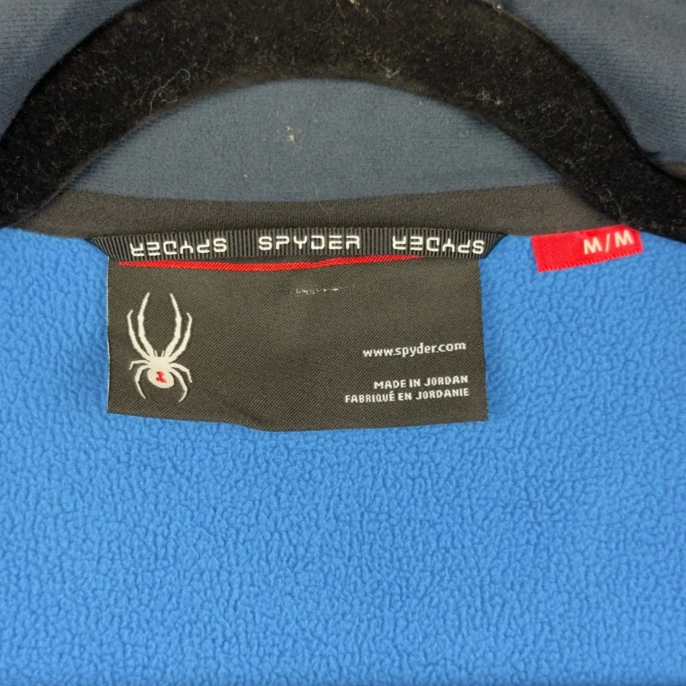 Spyder Mens Full Zip Sweater Knit Fleece Vest Blue Orange 787206 Size M